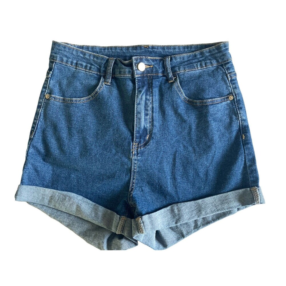 Shorts SHEIN Women Denim Blue Plus 1X High Waisted Excellent Condition Cuffed